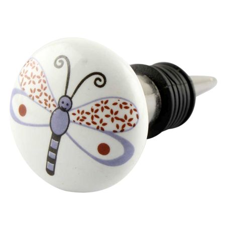 White Base Bee Ceramic Wine Stopper
